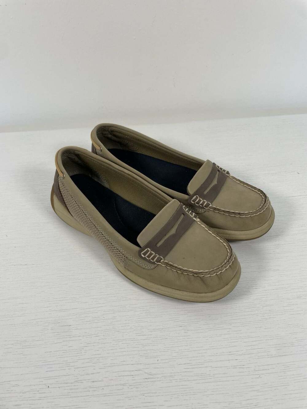 Sperry Top-Sider Laguna Penny Loafer Beige Slip On Comfort Flats